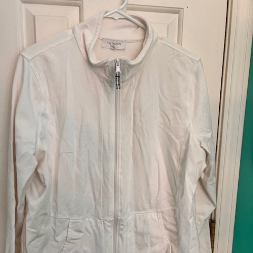 T by Talbots white zippered sweatshirt